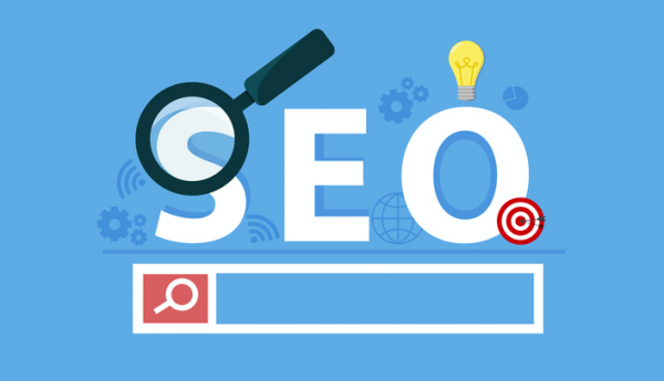 A cartoon image of SEO and a search bar
