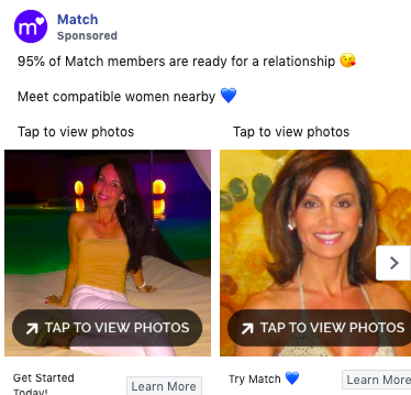 Example of copywriting from Match