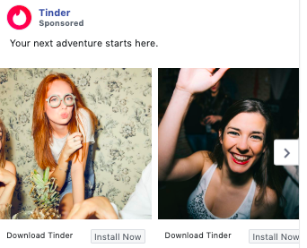Example of copywriting from Tinder